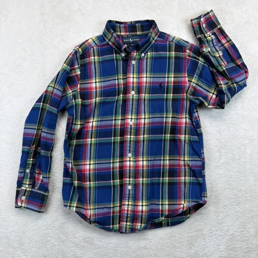 Ralph Lauren Boys Size 6 Plaid Button Down Shirt Pony Preppy Holiday Tartan